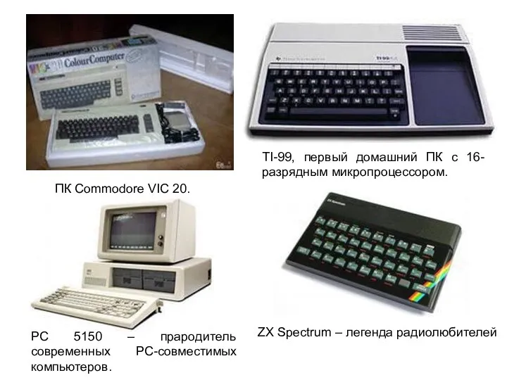 ПК Commodore VIC 20. TI-99, первый домашний ПК с 16-разрядным микропроцессором.