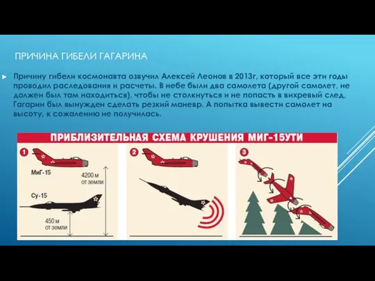 ПРИЧИНА ГИБЕЛИ ГАГАРИНА Причину гибели космонавта озвучил Алексей Леонов в 2013г,