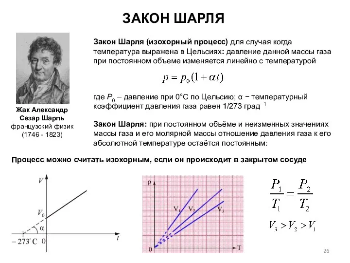 ЗАКОН ШАРЛЯ Жак Александр Сезар Шарль французский физик (1746 - 1823)