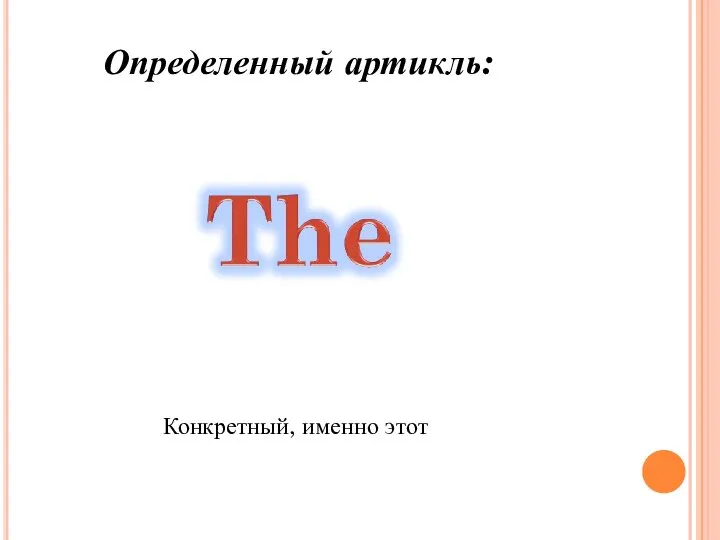 Определенный артикль: Конкретный, именно этот