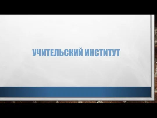 УЧИТЕЛЬСКИЙ ИНСТИТУТ