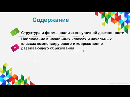 Содержание 4 Структура и форма анализа внеурочной деятельности 1 2 3