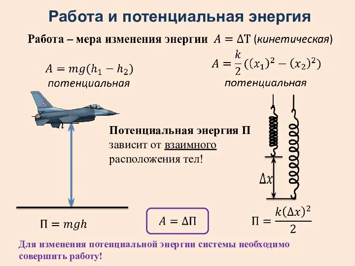 Работа и потенциальная энергия Потенциальная энергия П зависит от взаимного расположения