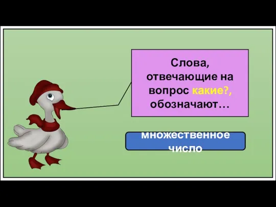 множественное число Слова, отвечающие на вопрос какие?, обозначают…