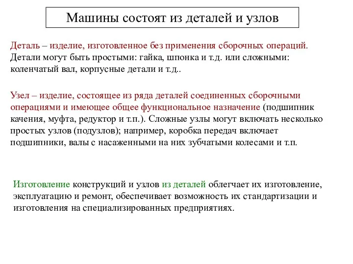 Деталь – изделие, изготовленное без применения сборочных операций. Детали могут быть