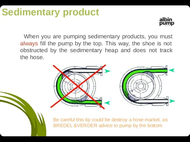 Sedimentary product When you are pumping sedimentary products, you must always