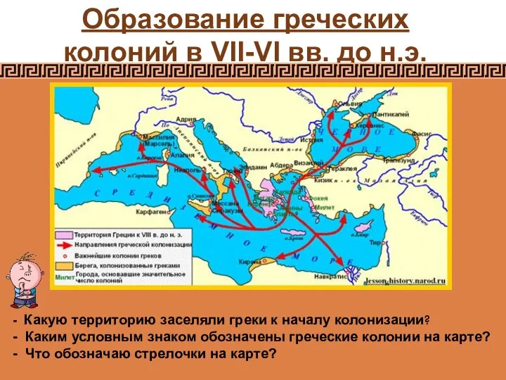 Образование греческих колоний в VII-VI вв. до н.э. Какую территорию заселяли