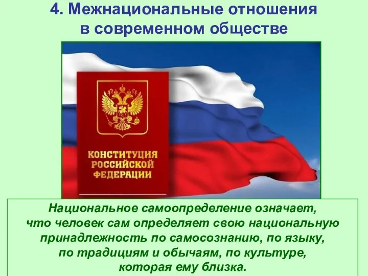 4. Межнациональные отношения в современном обществе «Каждый вправе определять и указывать