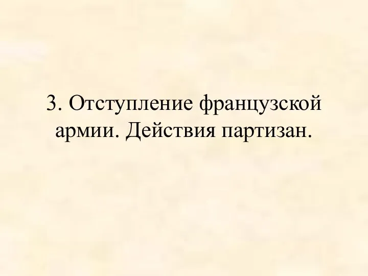 3. Отступление французской армии. Действия партизан.