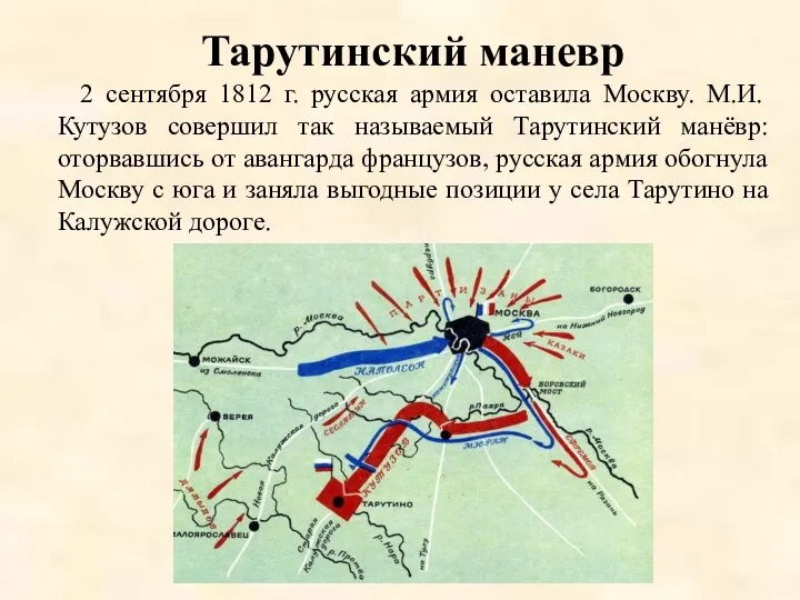 2 сентября 1812 г. русская армия оставила Москву. М.И. Кутузов совершил