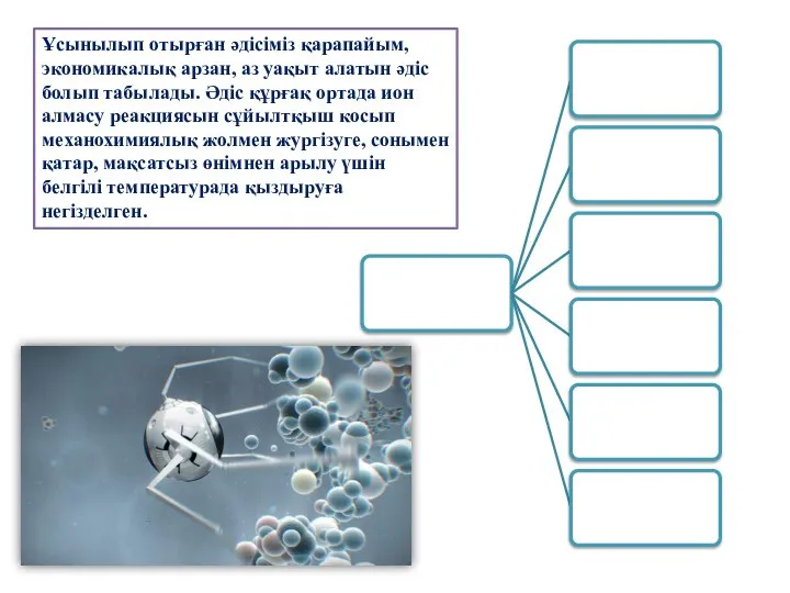 Ұсынылып отырған әдісіміз қарапайым, экономикалық арзан, аз уақыт алатын әдіс болып