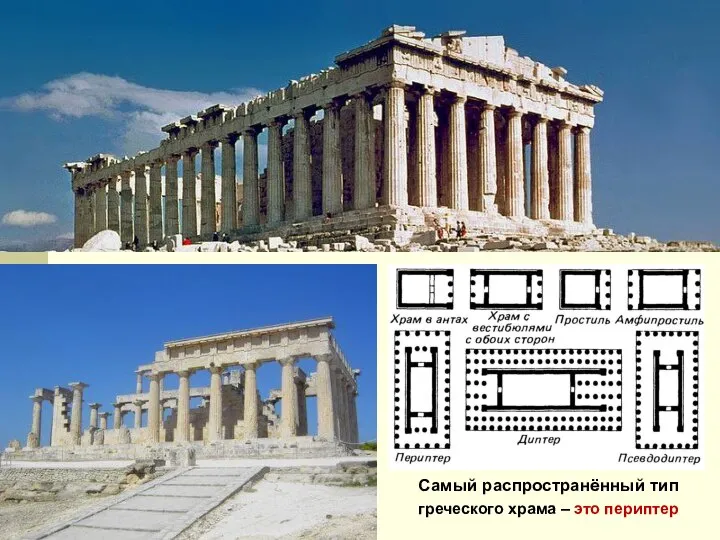 Самый распространённый тип греческого храма – это периптер