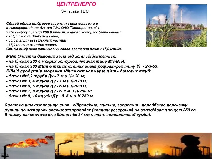 ЦЕНТРЕНЕРГО Зміївська ТЕС Общий объем выбросов загрязняющих веществ в атмосферный воздух