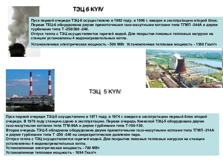 ТЭЦ 6 KYIV Пуск первой очереди ТЭЦ-6 осуществлено в 1982 году,