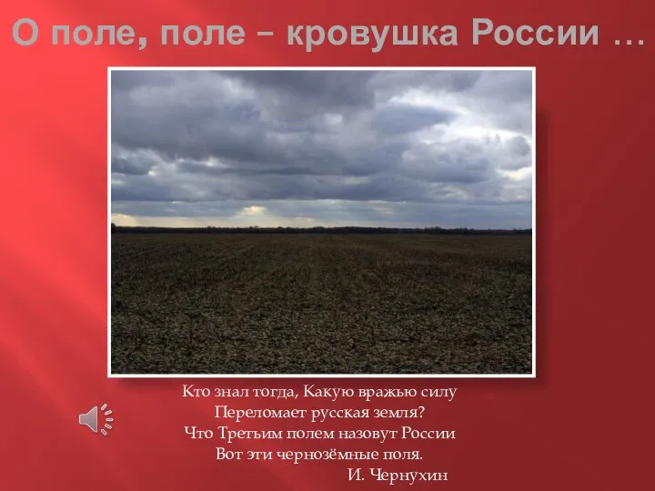 О поле, поле – кровушка России … Кто знал тогда, Какую