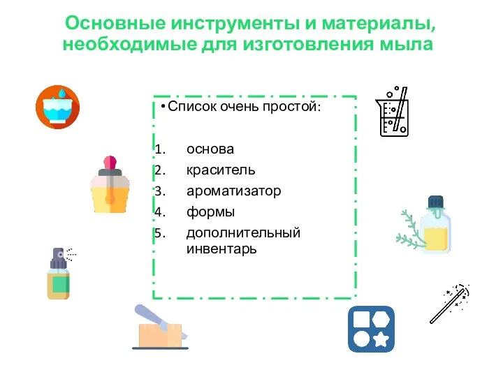 Основные инструменты и материалы, необходимые для изготовления мыла Список очень простой: