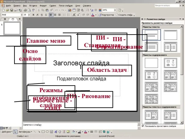 Окно программы Главное меню ПИ - Форматирование ПИ - Стандартная Окно