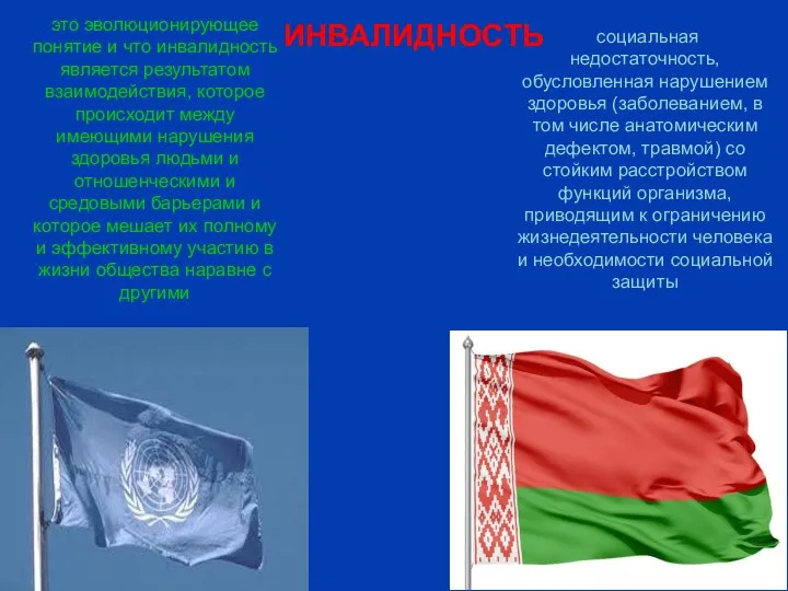 это эволюционирующее понятие и что инвалидность является результатом взаимодействия, которое происходит