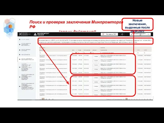 Поиск и проверка заключения Минпромторга РФ (сроки действия!) Новые заключения, выданные после 06.04.2022