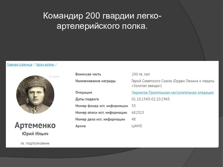 Командир 200 гвардии легко-артелерийского полка.