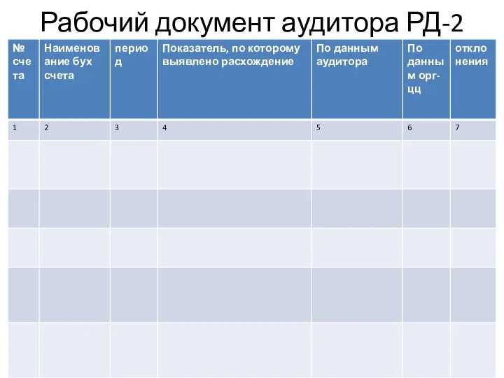 Рабочий документ аудитора РД-2