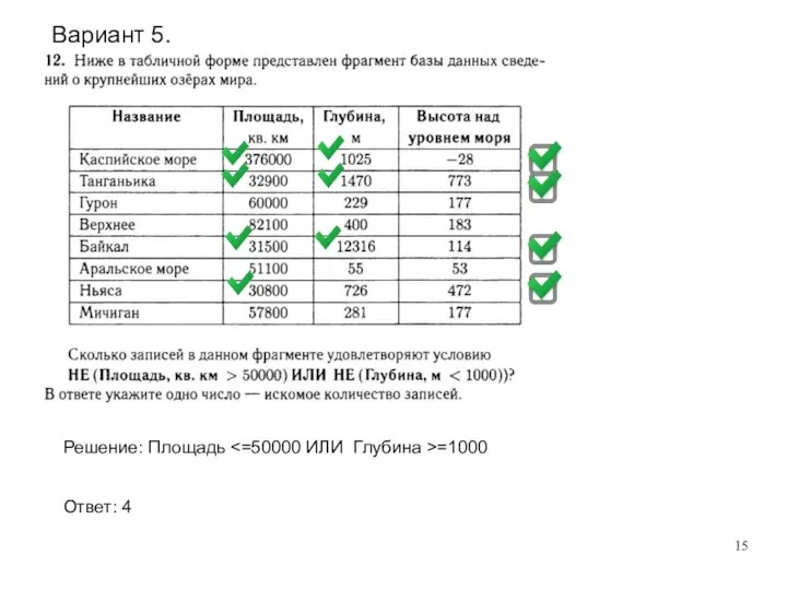 Решение: Площадь =1000 Ответ: 4 Вариант 5.