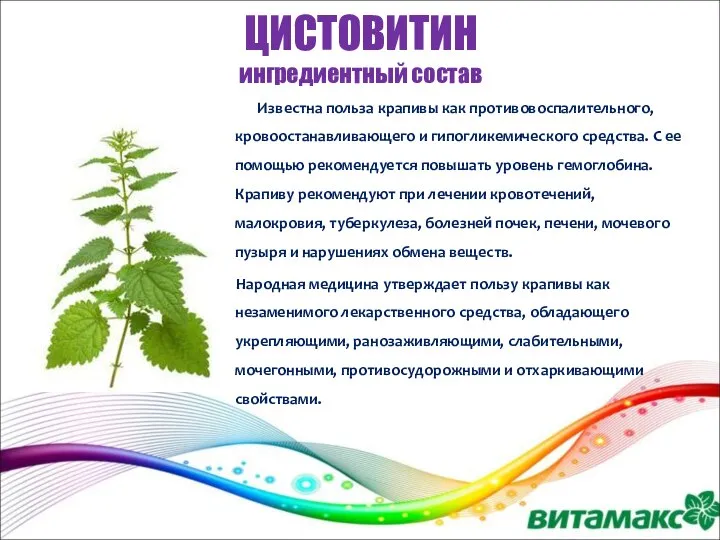 Известна польза крапивы как противовоспалительного, кровоостанавливающего и гипогликемического средства. С ее