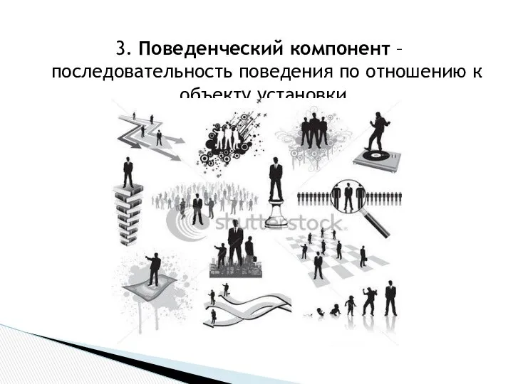 3. Поведенческий компонент – последовательность поведения по отношению к объекту установки.