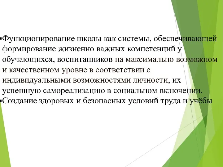 Функционирование школы как системы, обеспечивающей формирование жизненно важных компетенций у обучающихся,