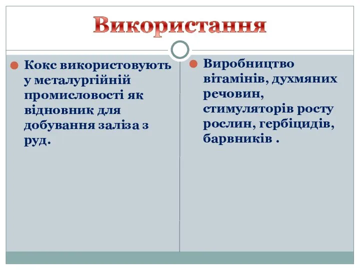 Кокс використовують у металургійній промисловості як відновник для добування заліза з