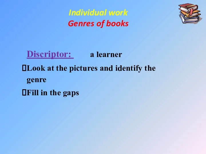 Individual work Genres of books