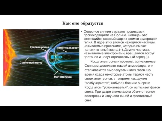 Северное сияние вызвано процессами, происходящими на Солнце. Солнце - это светящийся