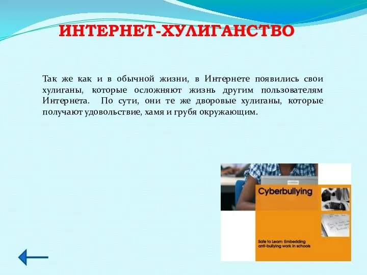 ИНТЕРНЕТ-ХУЛИГАНСТВО Так же как и в обычной жизни, в Интернете появились