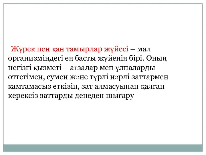 Жүрек пен қан тамырлар жүйесі – мал организміндегі ең басты жүйенің