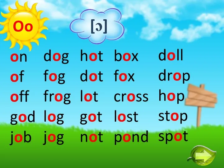 doll drop hop stop spot dog fog frog log jog hot