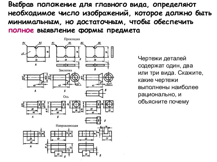 Выбрав положение для главного вида, определяют необходимое число изображений, которое должно