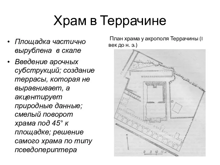 Храм в Террачине План храма у акрополя Террачины (I век до