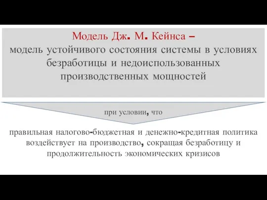 правильная налогово-бюд­жетная и денежно-кредитная политика воздействует на производство, сокращая безработицу и