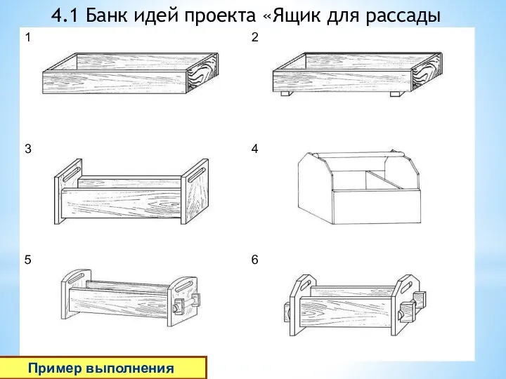 Пример выполнения 4.1 Банк идей проекта «Ящик для рассады