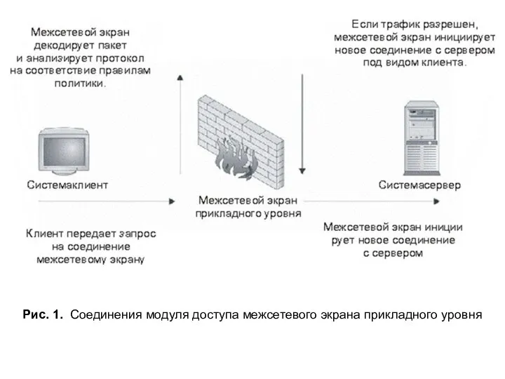 Рис. 1. Соединения модуля доступа межсетевого экрана прикладного уровня