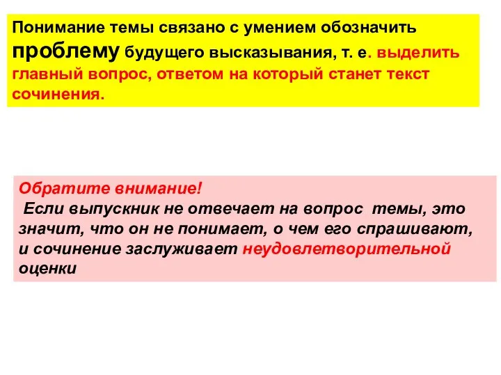 Обратите внимание! Если выпускник не отвечает на вопрос темы, это значит,