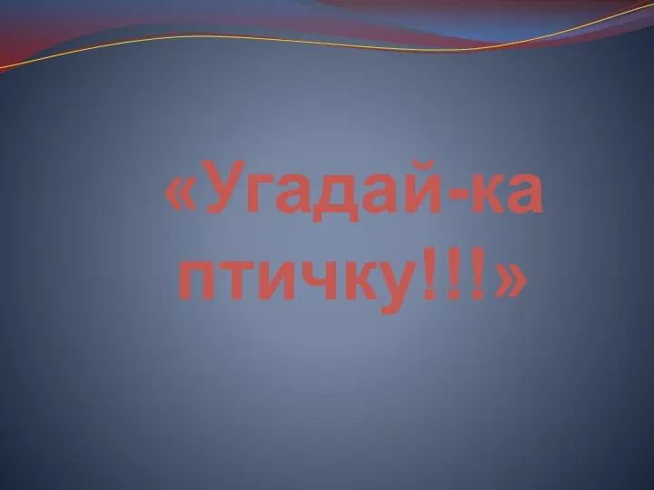 «Угадай-ка птичку!!!»