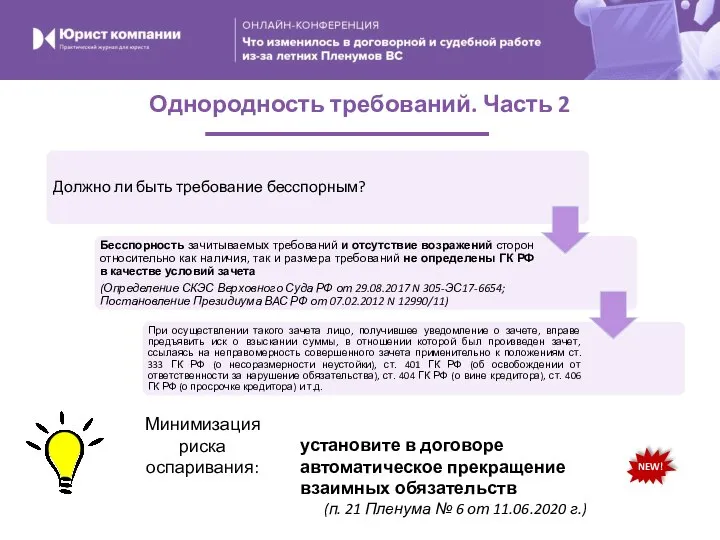 Минимизация риска оспаривания: установите в договоре автоматическое прекращение взаимных обязательств (п.