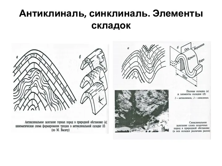 Антиклиналь, синклиналь. Элементы складок