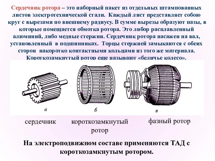 Сердечник ротора – это наборный пакет из отдельных штампованных листов электротехнической