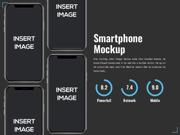 Smartphone Mockup One morning, when Gregor Samsa woke from troubled dreams,