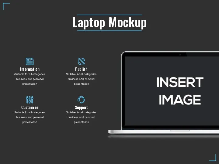 Laptop Mockup Information Suitable for all categories business and personal presentation