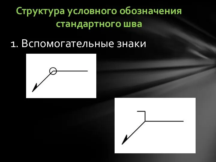 1. Вспомогательные знаки Структура условного обозначения стандартного шва