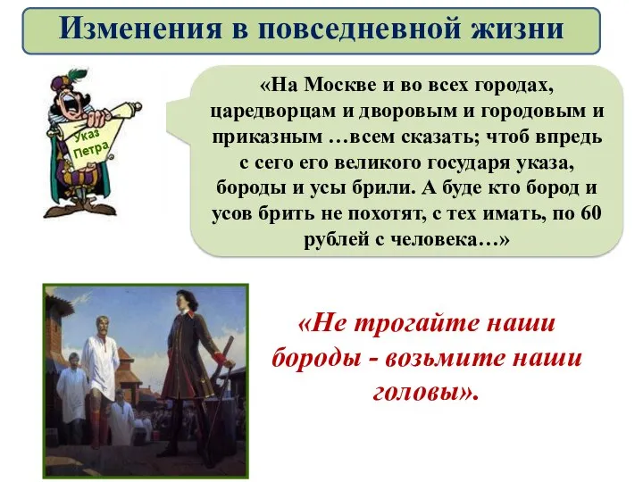 «Не трогайте наши бороды - возьмите наши головы». Изменения в повседневной жизни