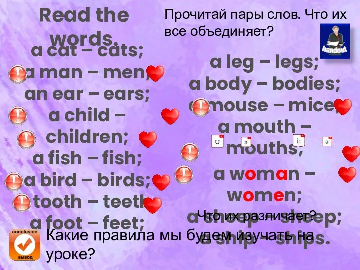 Read the words. Прочитай пары слов. Что их все объединяет? a